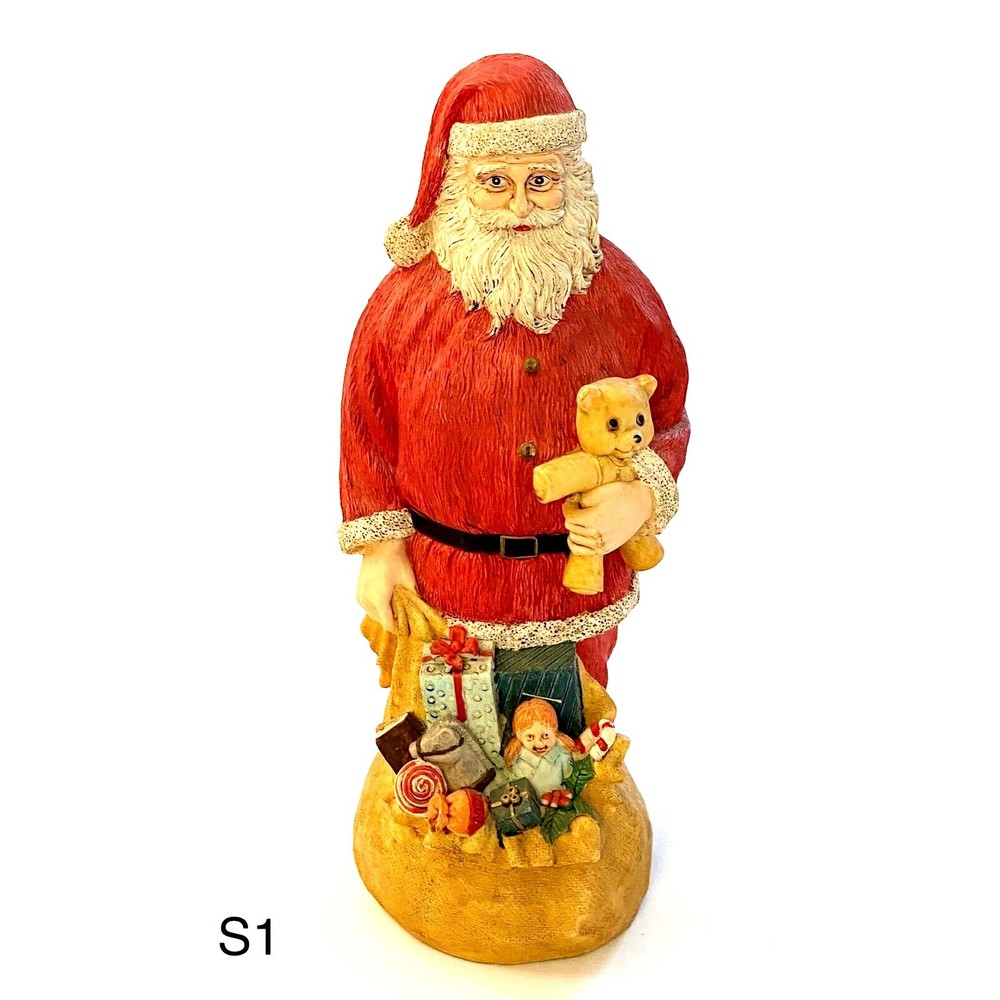 Santa Claus Figurine Carrying Gifts Old‎ World Ceramic 90's Decor Christmas